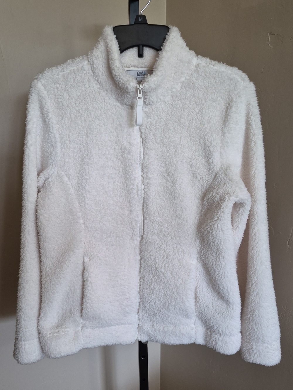 croft & barrow White Cozy Sherpa Zip Jacket Size S Faux Fur